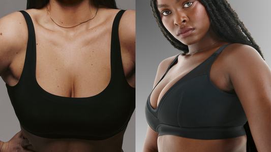 Women wearing supportive wireless bra